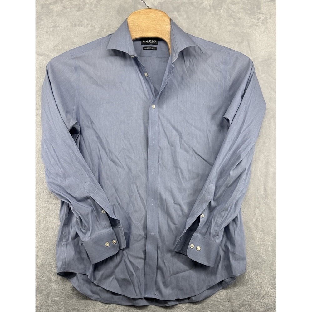 Ralph Lauren Black Label Button Front Dress Shirt Blue Mens Size 16.5 34/35 READ